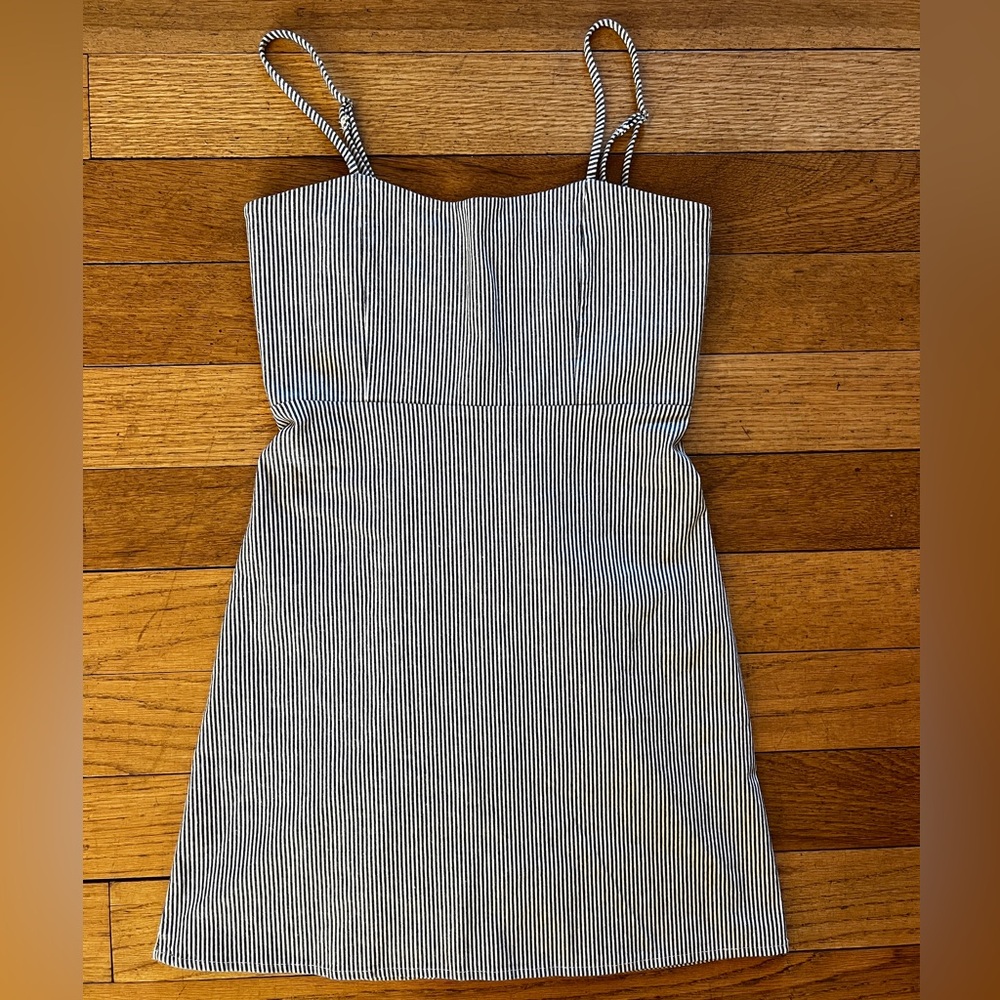 Brandy Melville Navy and White Striped Mini Dress